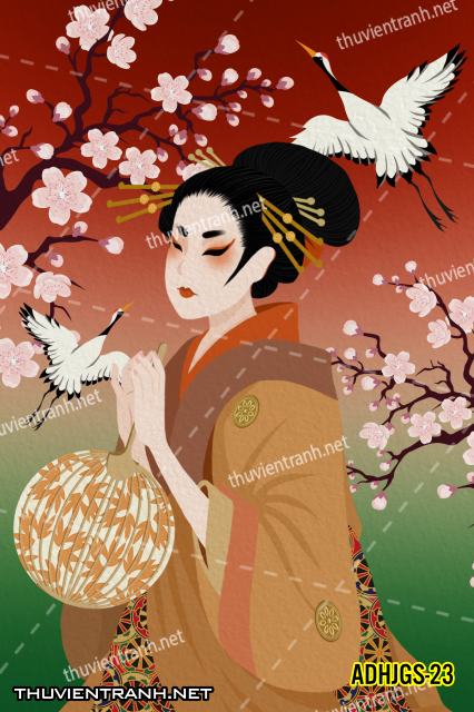 Tranh dán tường Cô gái  Nhật Bản mặc kimono, tranh minh họa cô gái Nhật Bản xưa -ADHJGS-23 - Kết quả tìm kiếm tranh tường